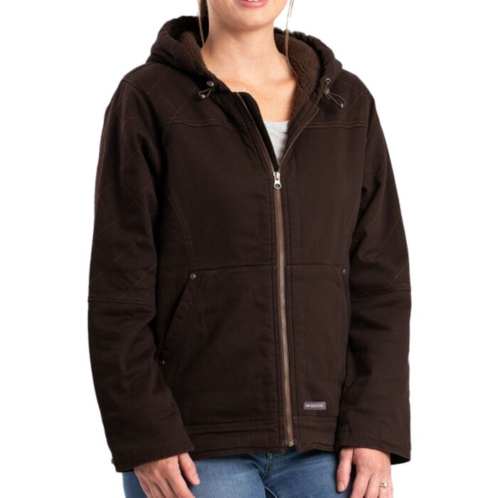 Ladies' Sherpa-Lined Twill Hooded Jacket Thumbnail