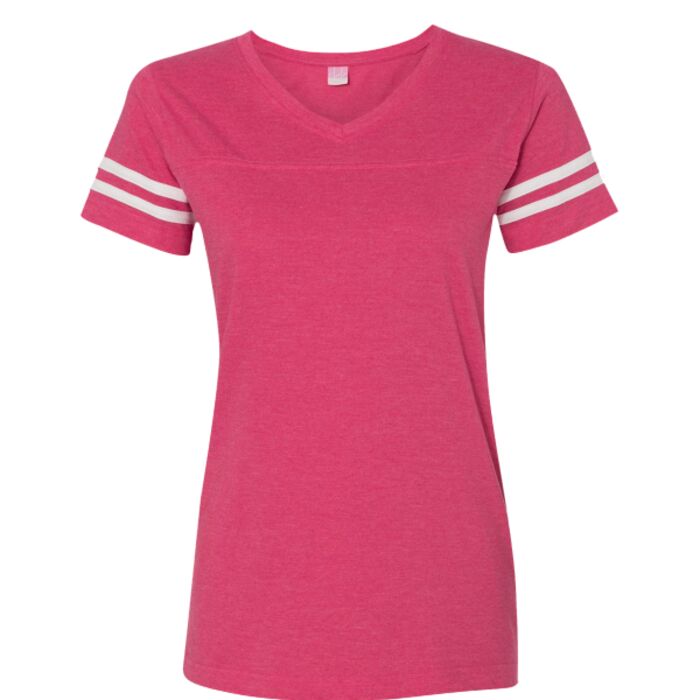 Women's Football V-Neck Fine Jersey Tee Thumbnail