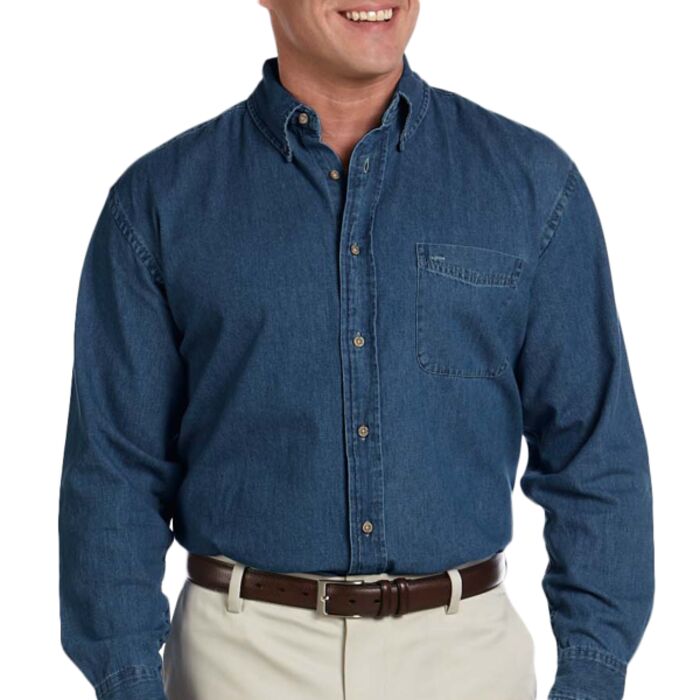 Men's Tall Long-Sleeve Denim Shirt Thumbnail