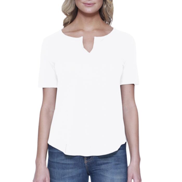 Ladies' CVC Slit V-Neck T-Shirt Thumbnail