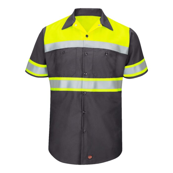 Men's Hi-Visibility Colorblock Ripstop Short Sleeve Work Shirt Thumbnail