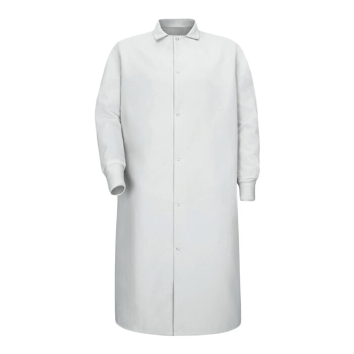 Unisex Gripper-Front Pocketless Butcher Coat With Knit Cuffs Thumbnail