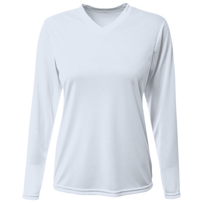 Women's USA-Made Deep V-Neck Long Sleeve T-Shirt Thumbnail