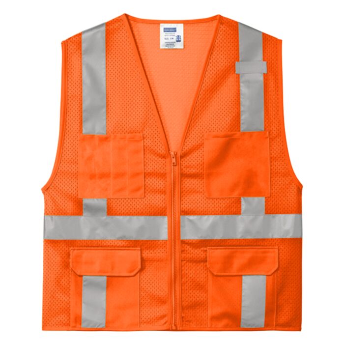 Ansi 107 Class 2 Mesh Six Pocket Zippered Vest Thumbnail