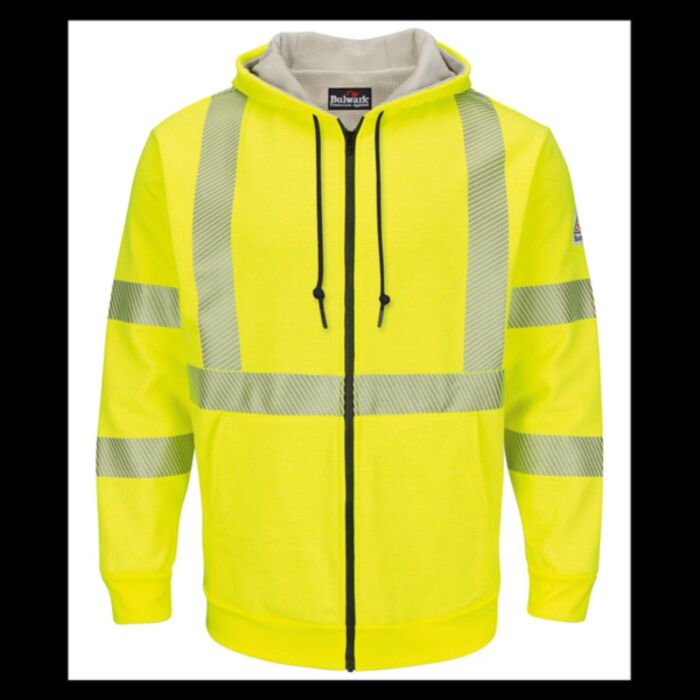 Men's Tall Hi-Visibility Zip-Front Hooded Fleece Sweatshirt with Waffle Lining Thumbnail