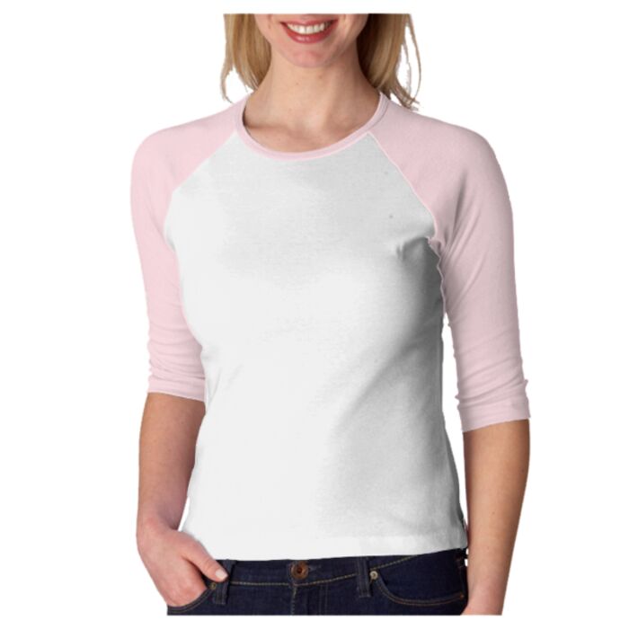 B2000 Ladies’ Baby-Rib 3/4-Sleeve Contrast Raglan Cotton Tee Thumbnail