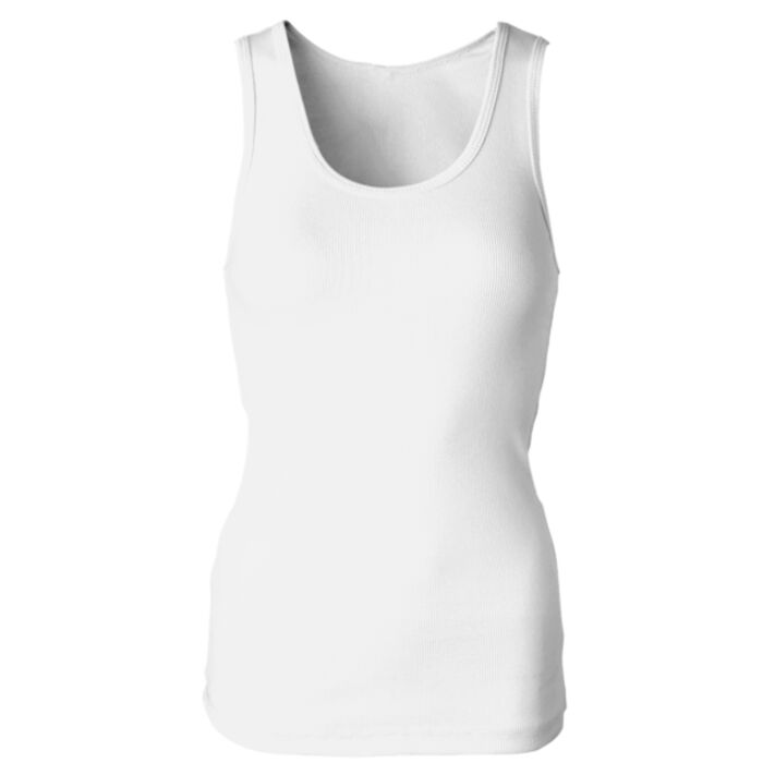 Ladies’ 2x1 Rib Racerback Longer Length Cotton Tank Top Thumbnail