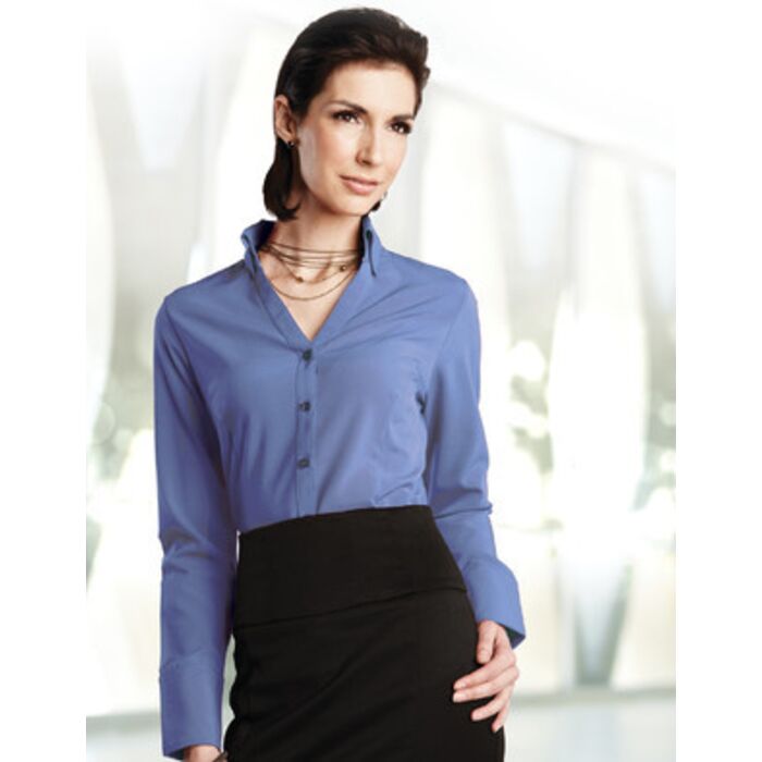 Meredith Ladies' Long Sleeve V-Neck Button Down Thumbnail