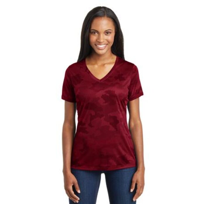 Ladies CamoHex V Neck Tee Thumbnail