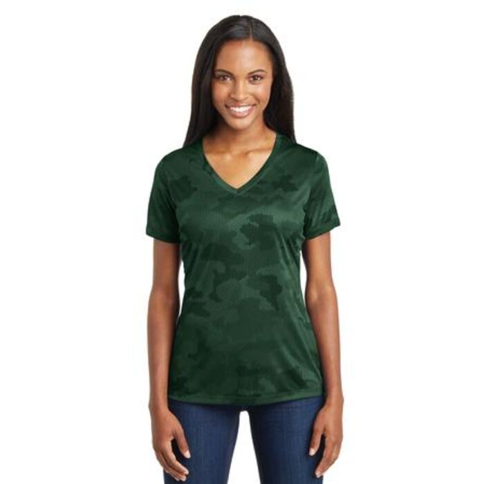 Ladies CamoHex V Neck Tee Thumbnail