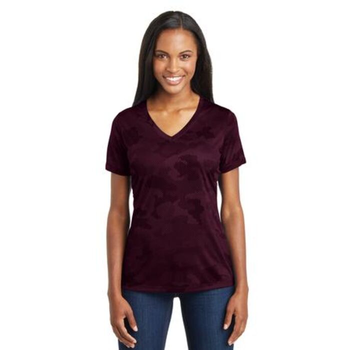 Ladies CamoHex V Neck Tee Thumbnail