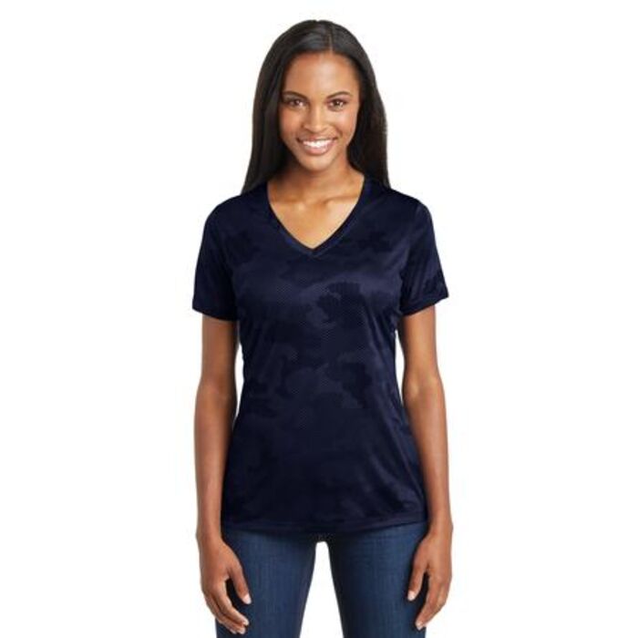 Ladies CamoHex V Neck Tee Thumbnail