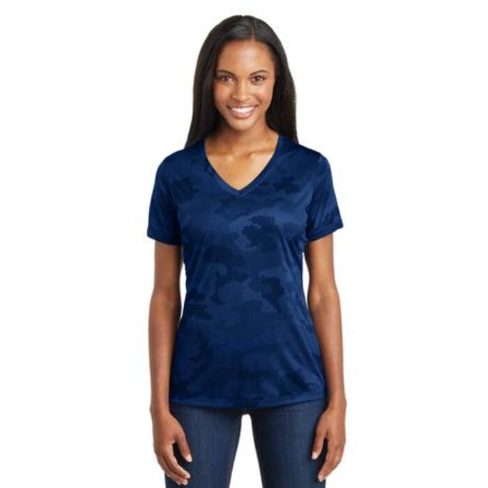 Ladies CamoHex V Neck Tee Thumbnail