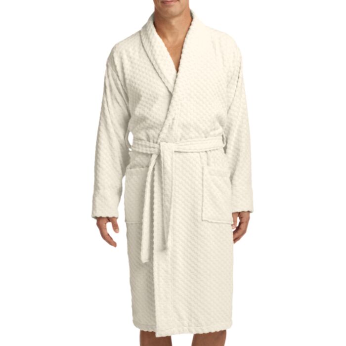 Checkered Terry Shawl Collar Robe Thumbnail