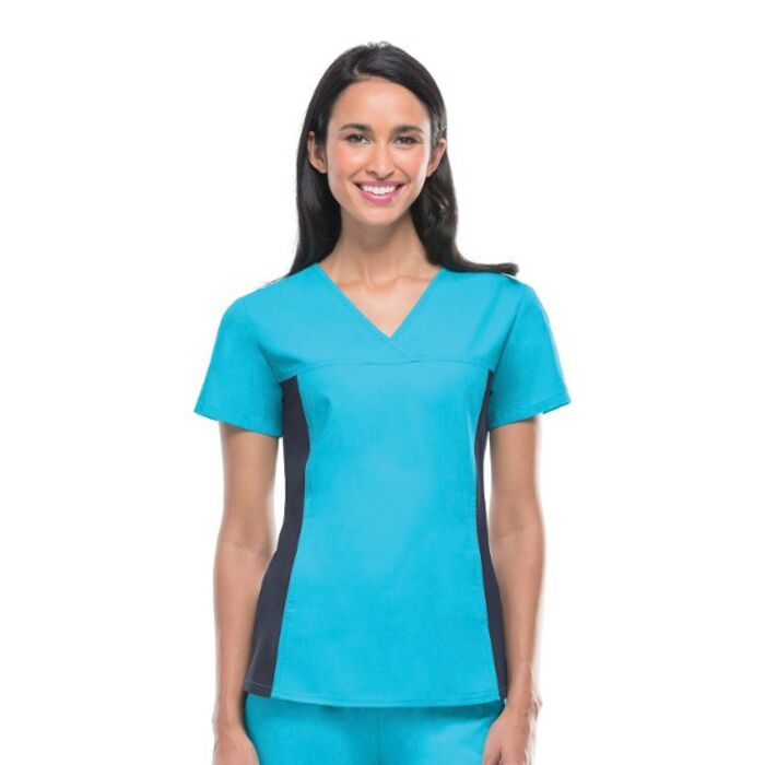 Women's Cherokee Flexibles V-Neck Knit Panel Top - 2 Pockets Thumbnail